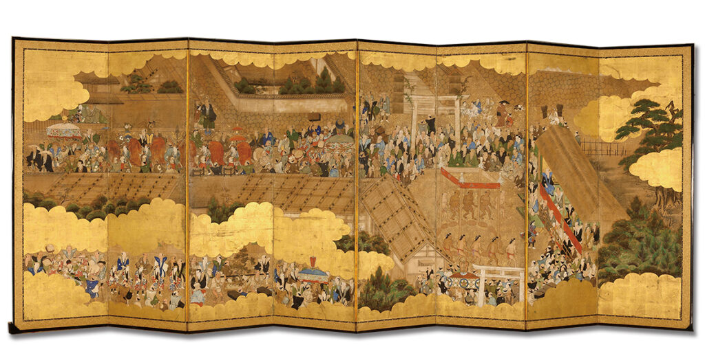 諏訪祭礼図屏風（右隻）当館蔵