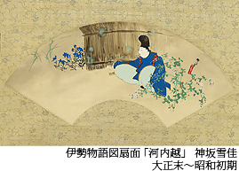 伊勢物語図扇面「河内越」神坂雪佳